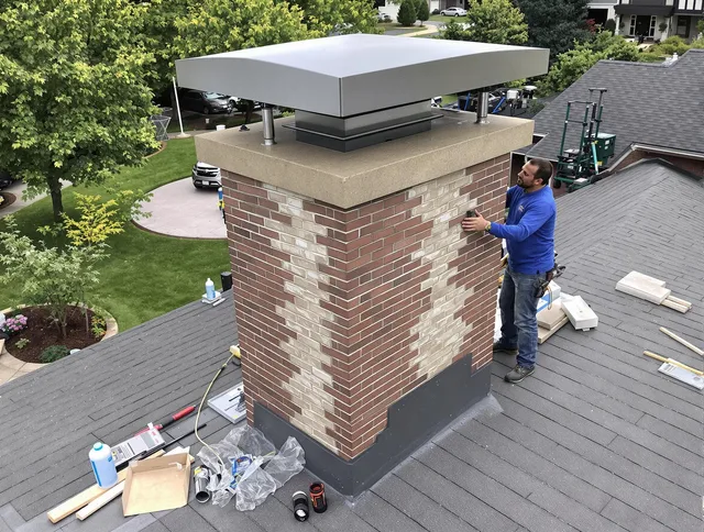 Bexley Chimney Sweep team working on a custom chimney remodel in Bexley, OH