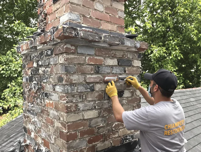 In-progress chimney restoration by Bexley Chimney Sweep in Bexley, OH