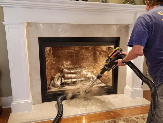 Fireplace cleaning performed by Bexley Chimney Sweep in Bexley, OH