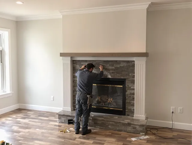 Bexley Chimney Sweep finishing a custom fireplace install in Bexley, OH